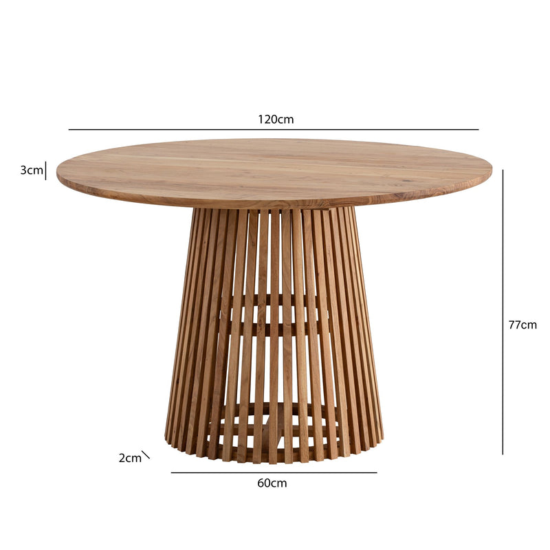 Esstisch Akazie Massivholz 120x120cm Rund Hellbraun Modern