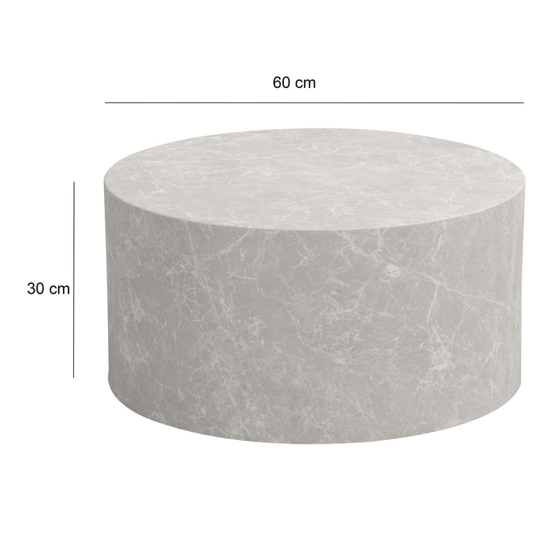 Couchtisch MONOBLOC 60x60x30cm Stein-Optik Sandfarben Rund Modern