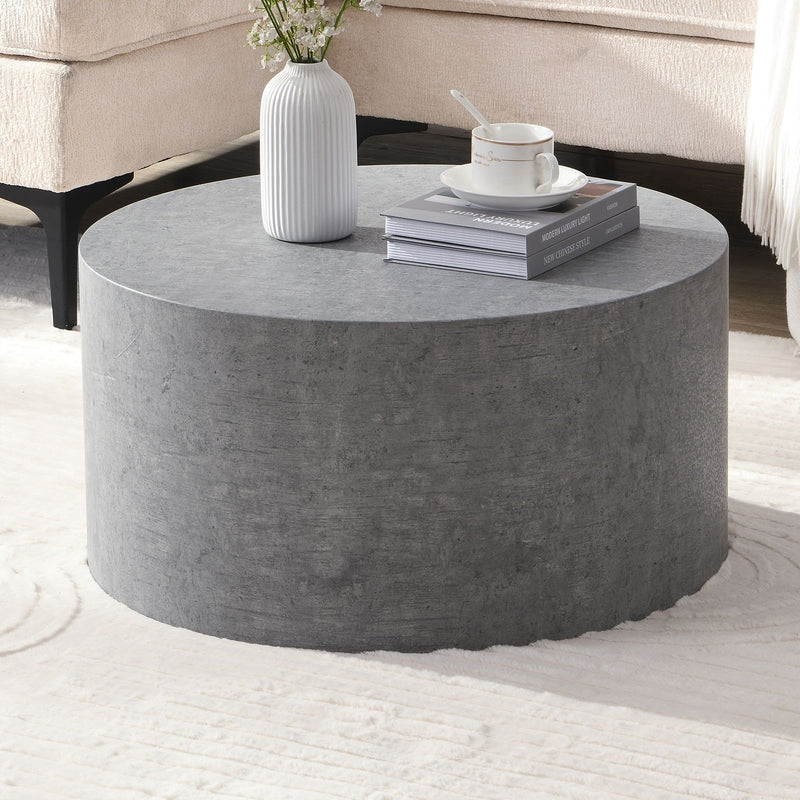 Couchtisch MONOBLOC 60x60x30cm Beton-Optik Grau Rund Modern