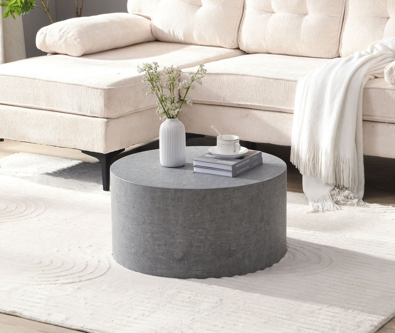 Couchtisch MONOBLOC 60x60x30cm Beton-Optik Grau Rund Modern