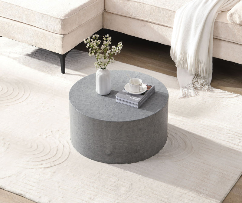 Couchtisch MONOBLOC 60x60x30cm Beton-Optik Grau Rund Modern