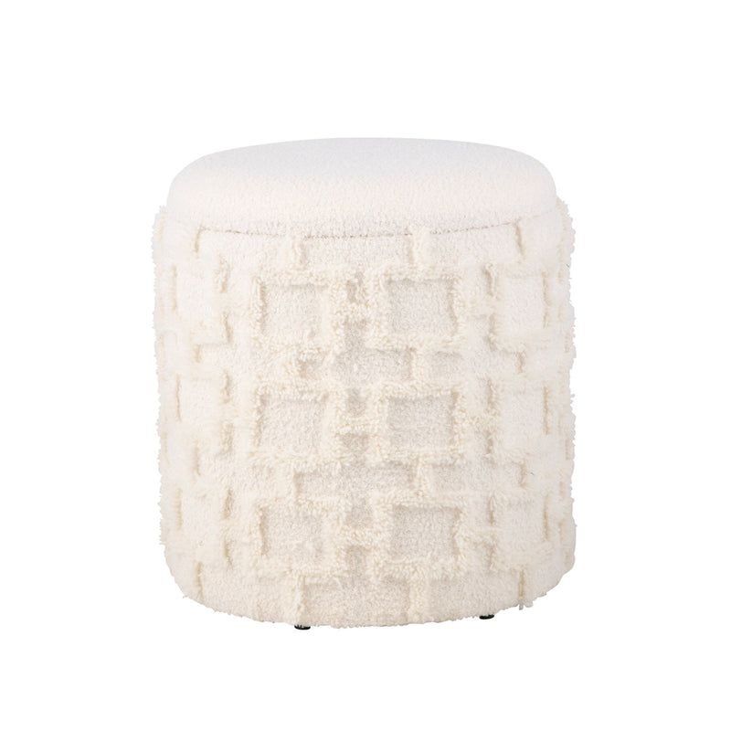 Sitzhocker mit Stauraum 45x40 cm Strukturstoff Creme Modern