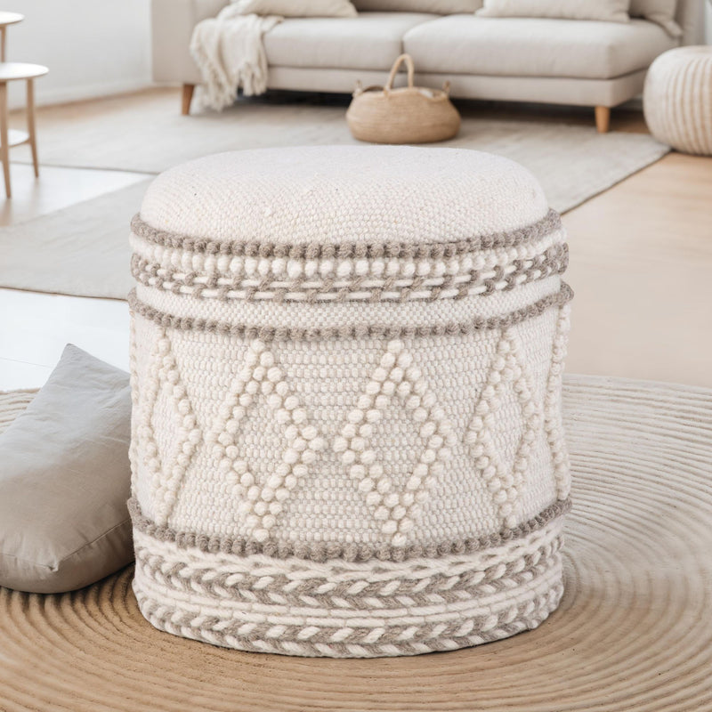 Sitzhocker mit Stauraum Ø40xH45cm Stoff Boho Design gepolstert