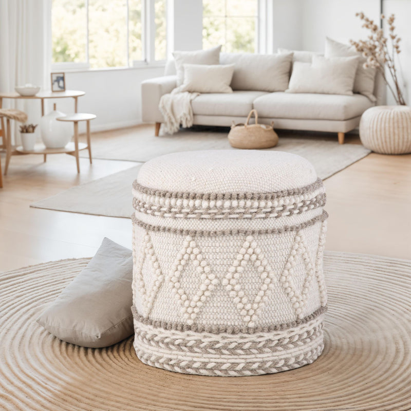 Sitzhocker mit Stauraum Ø40xH45cm Stoff Boho Design gepolstert