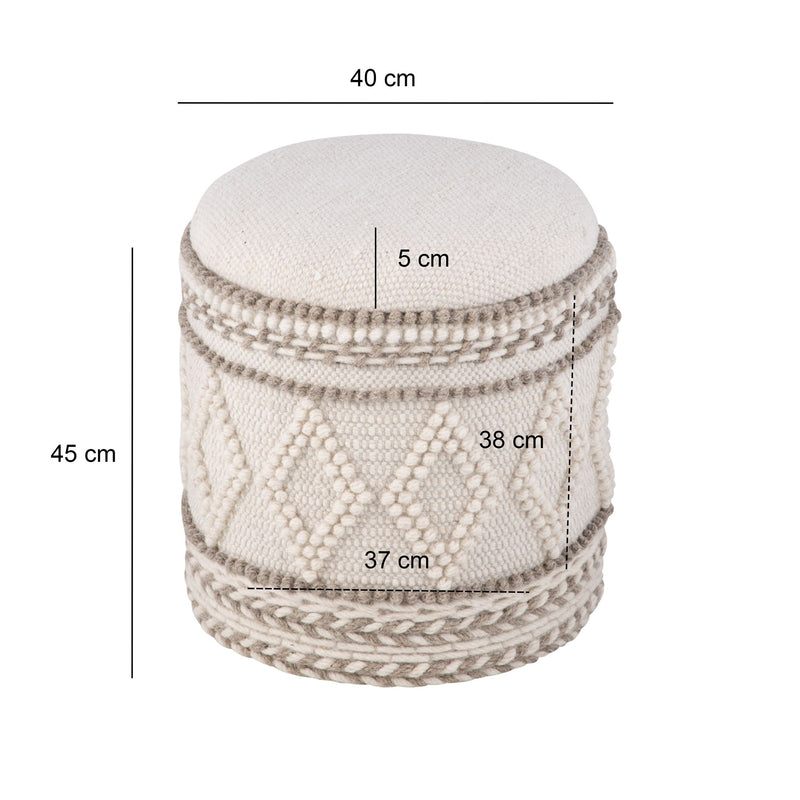 Sitzhocker mit Stauraum Ø40xH45cm Stoff Boho Design gepolstert