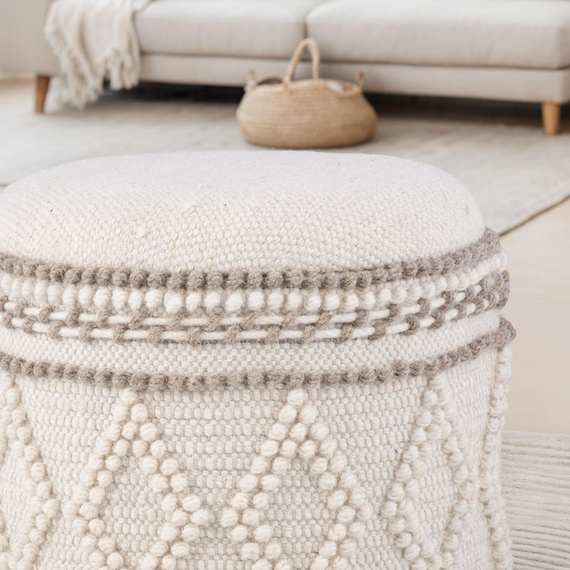 Sitzhocker mit Stauraum Ø40xH45cm Stoff Boho Design gepolstert