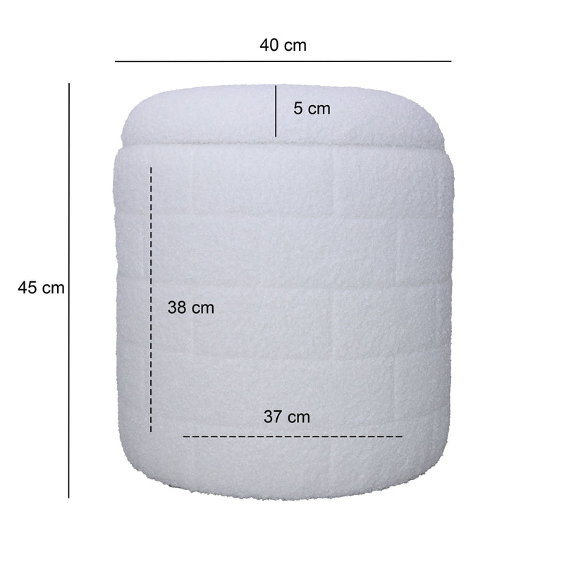 Sitzhocker mit Stauraum 40x40x45 cm Stoff Weiß abnehmbarer Deckel