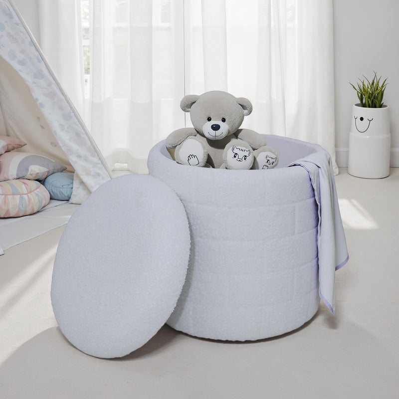 Sitzhocker mit Stauraum 40x40x45 cm Stoff Weiß abnehmbarer Deckel