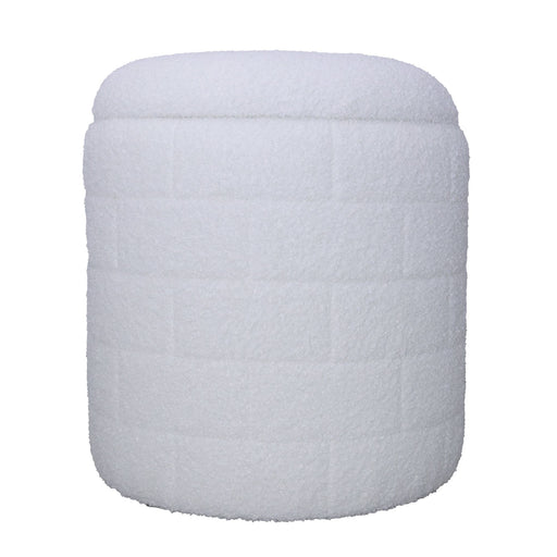 Sitzhocker mit Stauraum 40x40x45 cm in Weiß mit gepolstertem Bezug aus Polyester und abnehmbarem Deckel, Gesamtansicht.