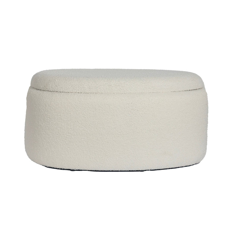 Sitzhocker mit Stauraum Stoff oval 81cm Creme Polsterhocker modern