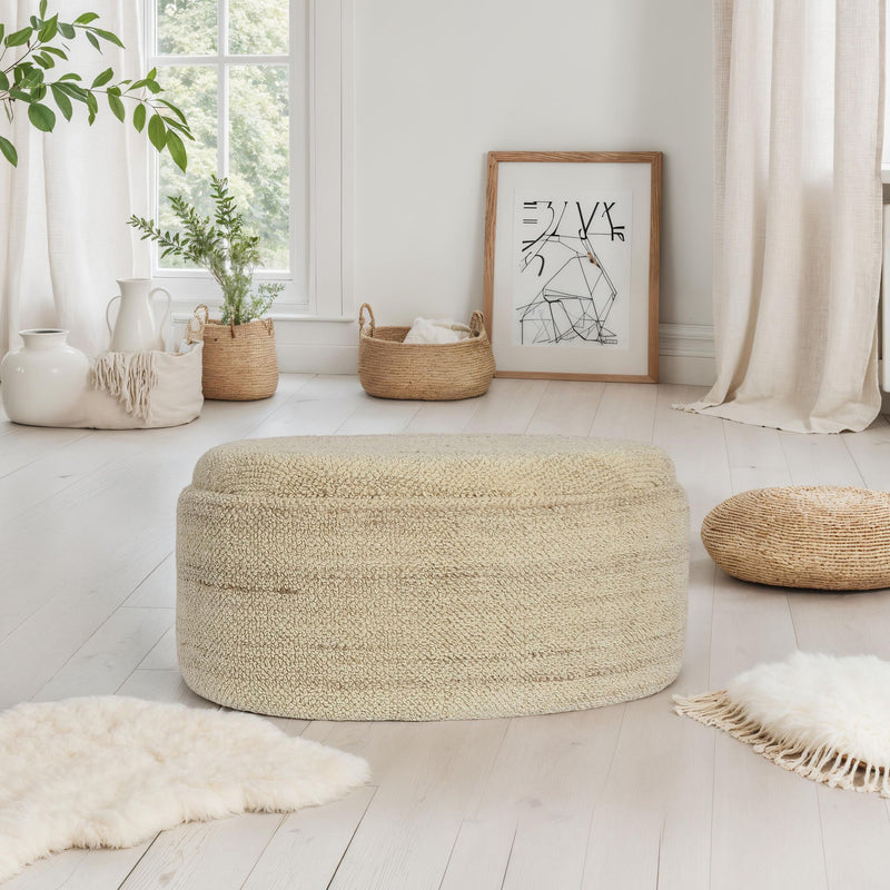 Sitzhocker mit Stauraum Wolle oval 81cm Braun Polsterhocker modern