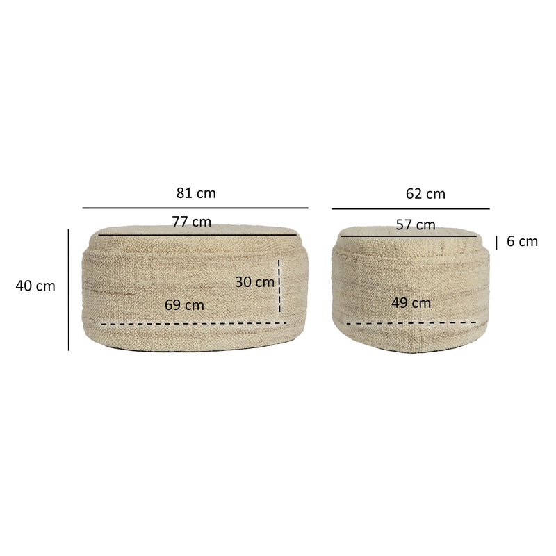 Sitzhocker mit Stauraum Wolle oval 81cm Braun Polsterhocker modern