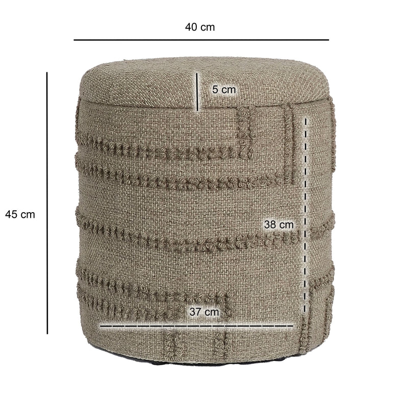 Sitzhocker rund Wolle Braun Ø40x45cm mit Stauraum Boho Design