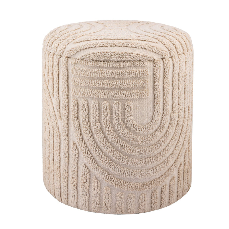 Dekohocker Stauraum Baumwolle Ø40×45cm abnehmbarer Deckel Beige Boho