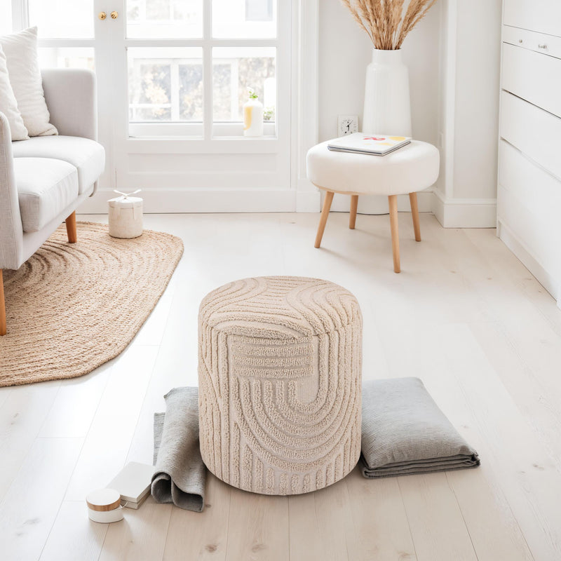 Dekohocker Stauraum Baumwolle Ø40×45cm abnehmbarer Deckel Beige Boho