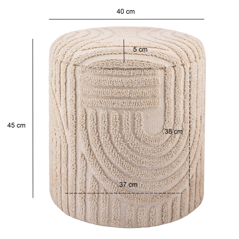 Dekohocker Stauraum Baumwolle Ø40×45cm abnehmbarer Deckel Beige Boho