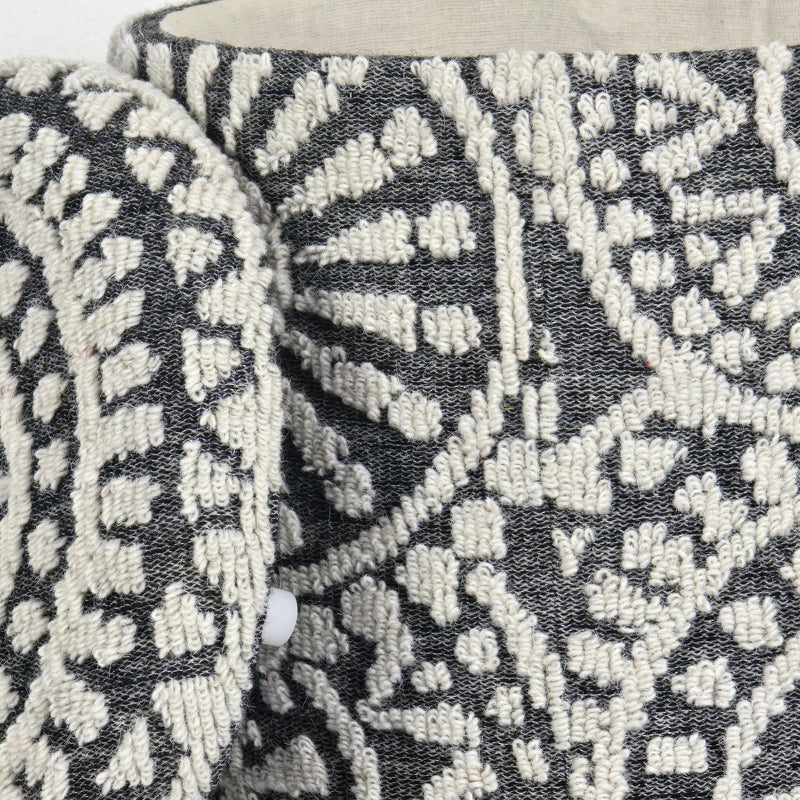 Sitzhocker rund Ø40x45cm Wolle Grau-Creme Stauraum Boho Design