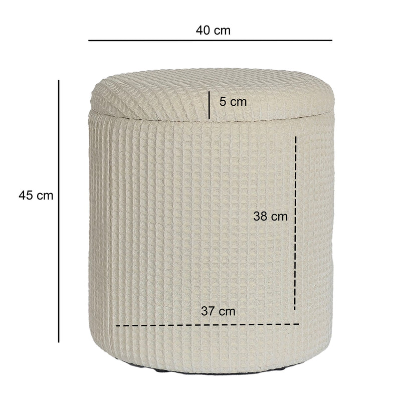 Sitzhocker mit Stauraum rund Ø40x45 cm Beige Baumwolle abnehmbar
