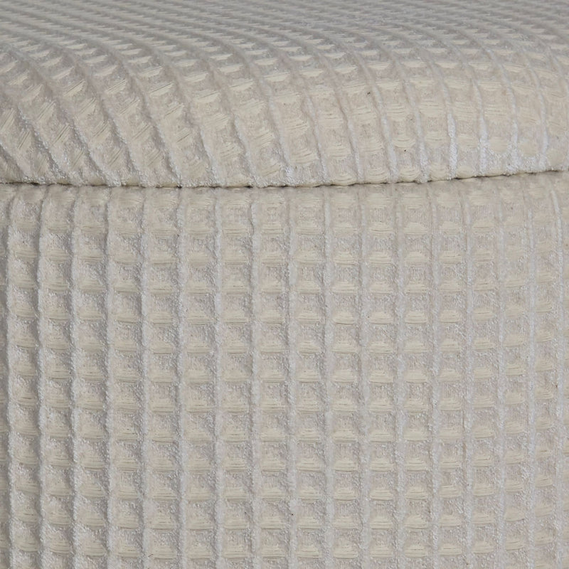 Sitzhocker mit Stauraum rund Ø40x45 cm Beige Baumwolle abnehmbar