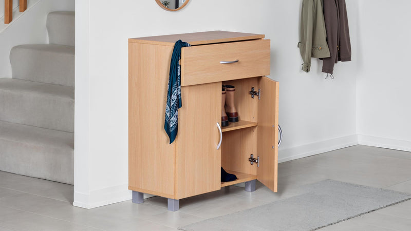Schuhschrank 60x75x30cm Buche Optik Spanplatte modern Flurmöbel