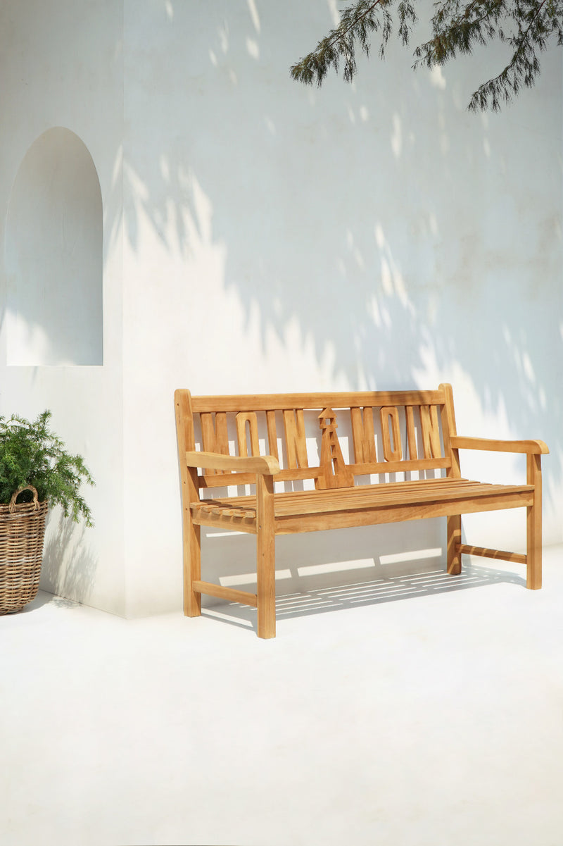 Gartenbank Teak 3-Sitzer MOIN MOIN mit Leuchtturm | Outdoor