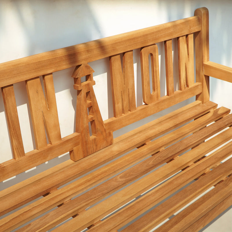 Gartenbank Teak 3-Sitzer MOIN MOIN mit Leuchtturm | Outdoor