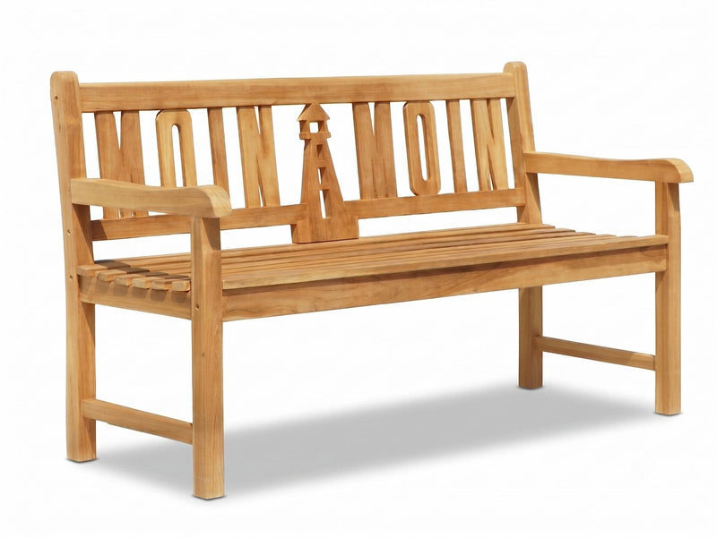 Gartenbank Teak 3-Sitzer MOIN MOIN mit Leuchtturm | Outdoor