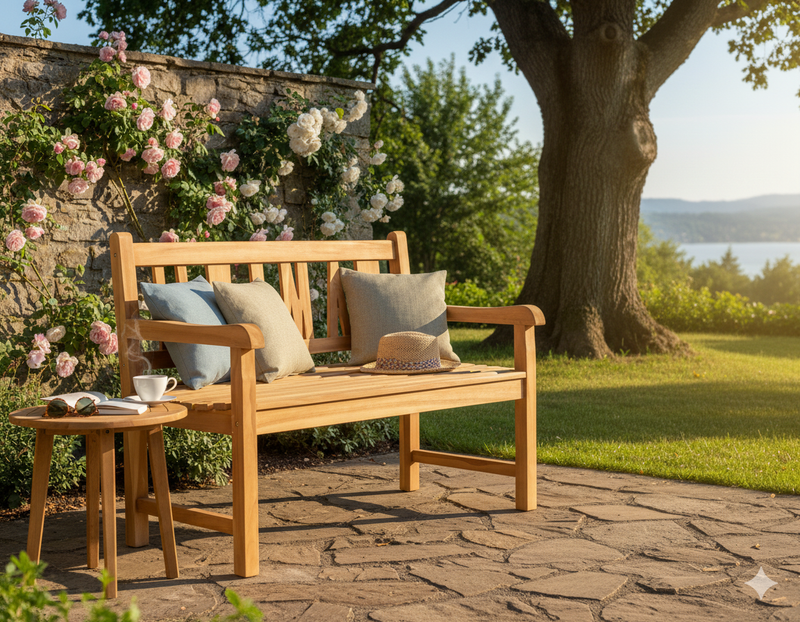 Gartenbank HEIMAT 2-Sitzer aus Teak | Wetterfest & Langlebig