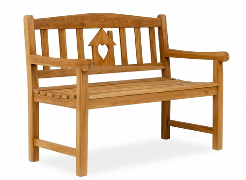 Gartenbank Teak 2-Sitzer HOME | mit Haus & Herz Design