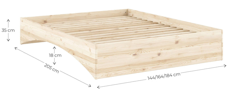 Massivholzbett ORBIT BED Raw Kiefer natur 3 Größen