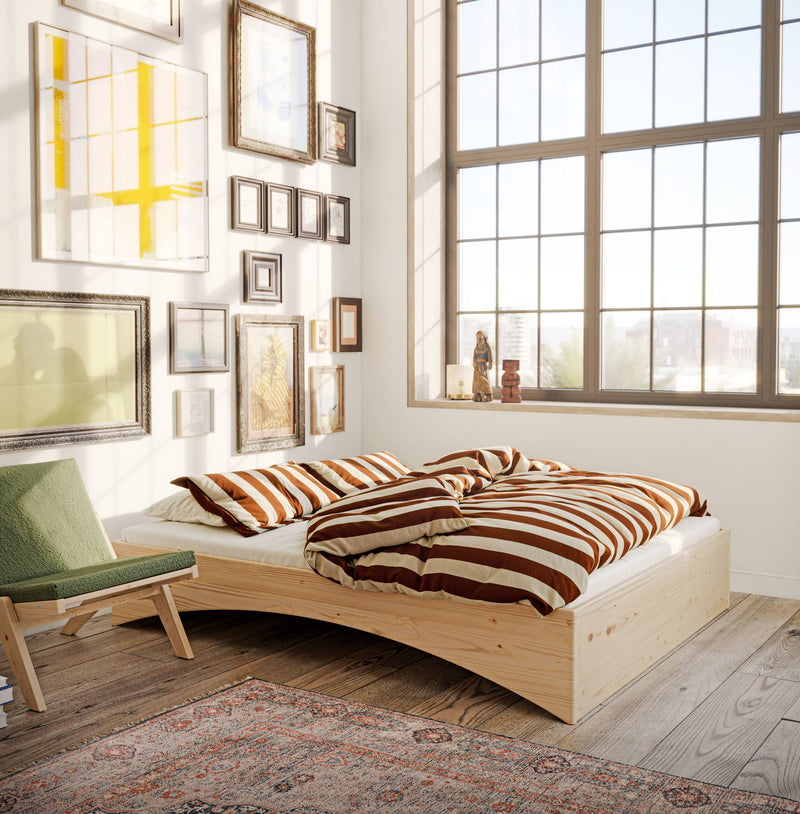 Massivholzbett ORBIT BED Raw Kiefer natur 3 Größen
