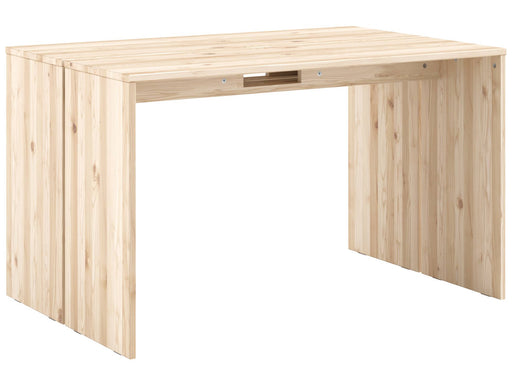 Esstisch JOIN-IN Dining Table aus Kiefer Massivholz in Natur mit massiven Beinen und integriertem Stauraum, Gesamtansicht.