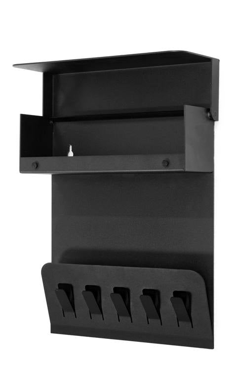 Wandgarderobe KEEPER Schwarz Garderobe 5 Haken und Klappe, von Spinder