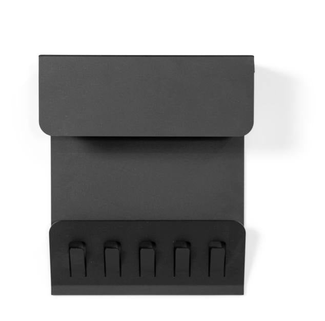 Wandgarderobe KEEPER Schwarz Garderobe 5 Haken und Klappe, von Spinder