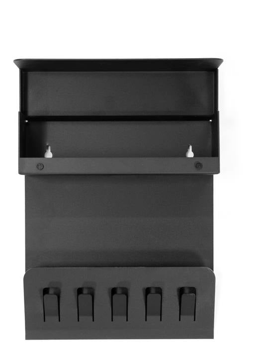 Wandgarderobe KEEPER Schwarz Garderobe 5 Haken und Klappe, von Spinder