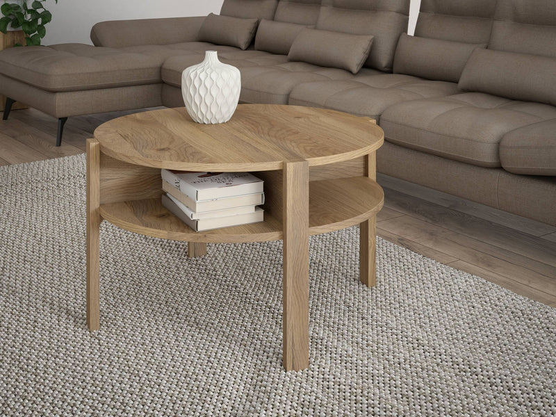 Wohnzimmertisch Couchtisch TOBAGO rund Ø 75 cm Optik Mauvella Eiche