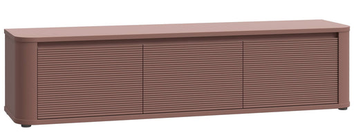 Lowboard TV-Board BREATHTAKER mit drei horizontalen Lamellentüren in Gesamtansicht von vorne.