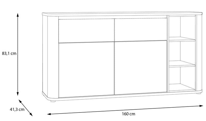 Sideboard BREATHTAKER 2 Türen 2 Schubladen in drei Farben, von Forte