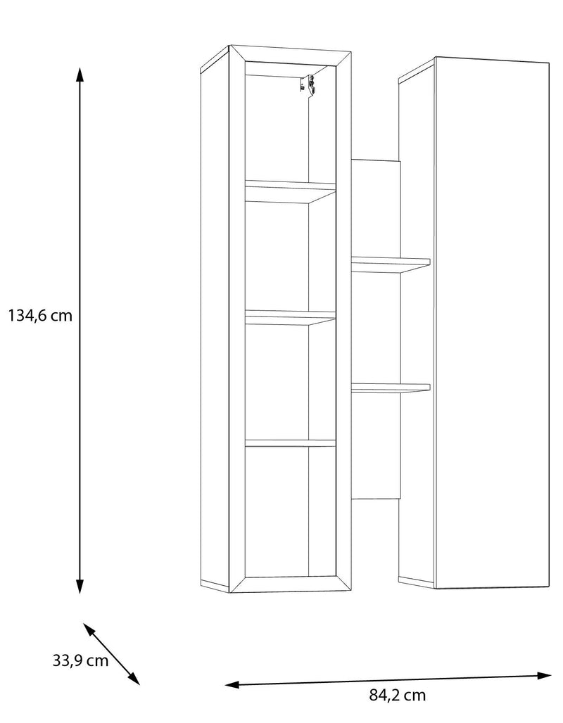 Hängevitrine Wandregal BREATHTAKER 2 Türen mit Regalelement, von Forte