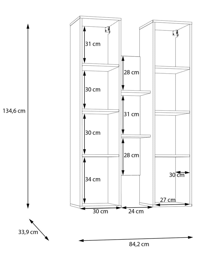Hängevitrine Wandregal BREATHTAKER 2 Türen mit Regalelement, von Forte