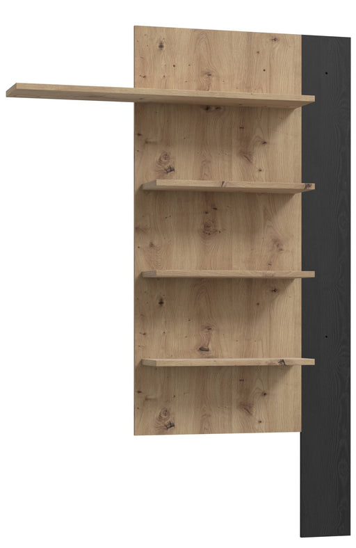 Wandregal BREATHTAKER Regalelement mit 4 Ablagen in Gesamtansicht mit heller Holzrückwand und vier ausziehbaren Regalborden.