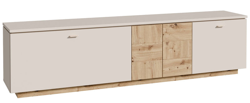 TV-Board LOUOTO Lowboard 3 Türen 1 Klappe Dekor Sand / Artisan Eiche