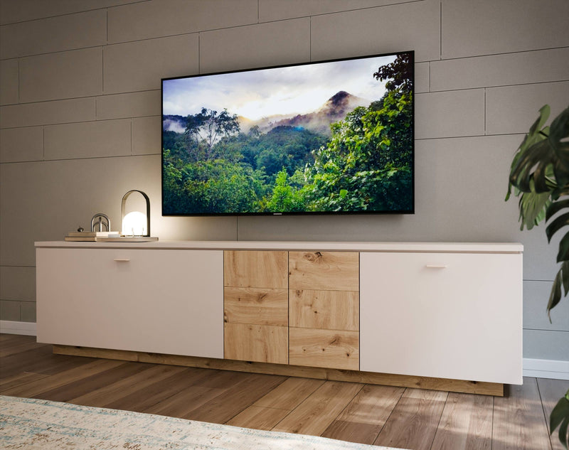 TV-Board LOUOTO Lowboard 3 Türen 1 Klappe Dekor Sand / Artisan Eiche