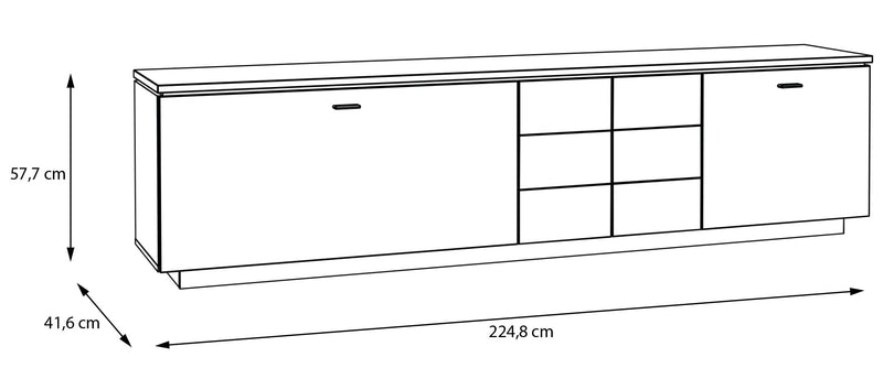 TV-Board LOUOTO Lowboard 3 Türen 1 Klappe Dekor Sand / Artisan Eiche