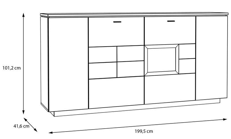 Sideboard Kommode LOUOTO 4 Türen Dekor Sand / Artisan Eiche von Forte