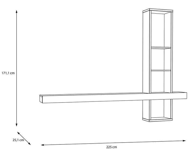 Wandboard Regal LOUOTO mit großer Ablage Optik Artisan Eiche, Forte