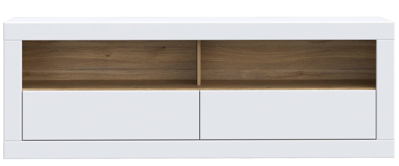 TV-Board LEFKADAS Lowboard Weiß seidenmatt 2 Schubladen von Forte