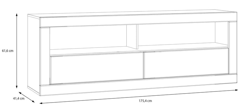 TV-Board LEFKADAS Lowboard Weiß seidenmatt 2 Schubladen von Forte