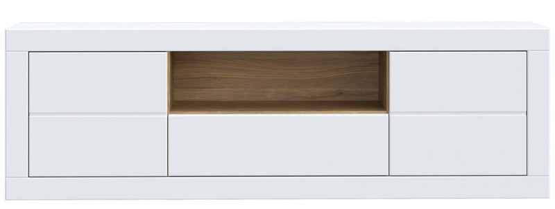 Lowboard TV-Board LEFKADAS Weiß seidenmatt 2 Türen 1 Schublade, Forte