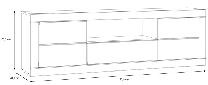 Lowboard TV-Board LEFKADAS Weiß seidenmatt 2 Türen 1 Schublade, Forte
